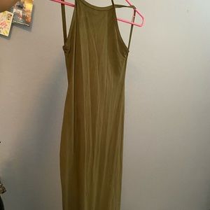 Backless Green suede Dress